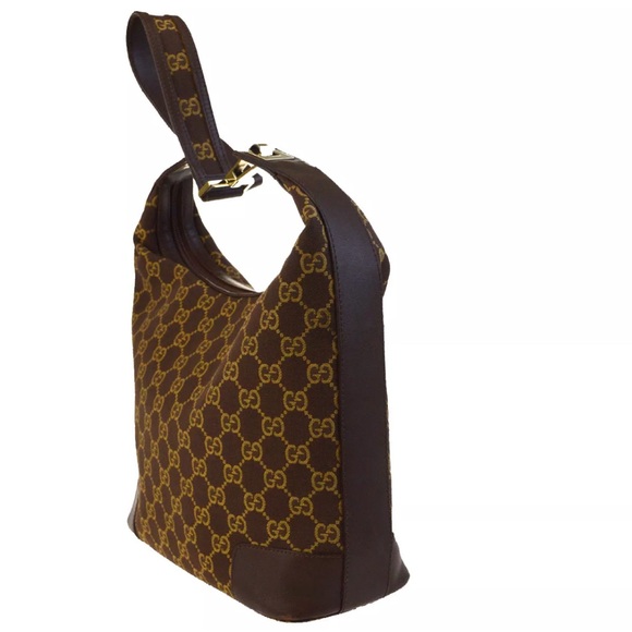 Gucci GG Pattern Small Hobo Canvas Leather Shoulder Bag - Picture 3 of 9